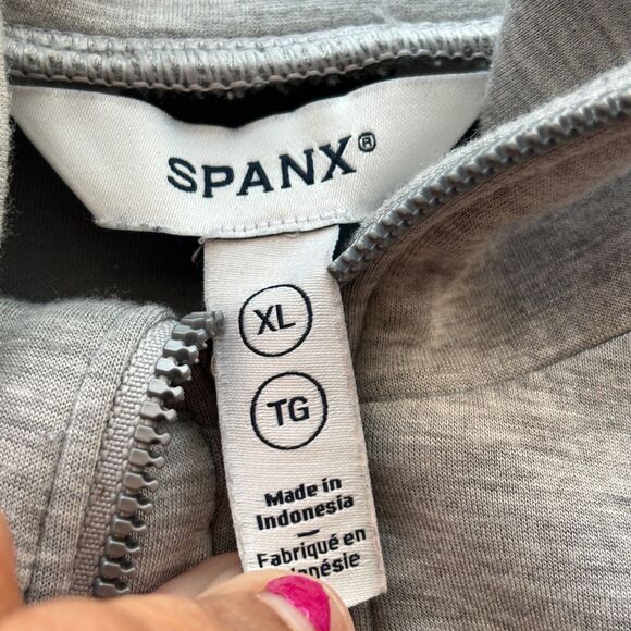 SPANX AirEssentials Striped Track Jacket Grey With Pockets Size XL - Picture 11 of 13